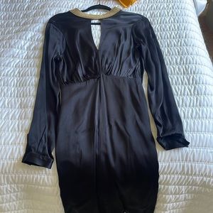 Pure navy studded collar dress